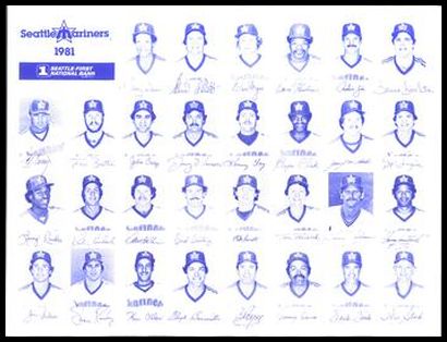 1981 Seattle Mariners Roster Sheet